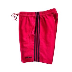 Adidas Fleece 3 Stripe BB 10” Shorts Red Sz M Basketball Pull On Logo
